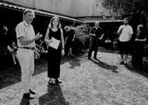 Zahájení výstavy Rudolfa Sikory v Galerii V Zahradě (Pavel Rajdl, Jolana Havelková, Rudolf Sikora)